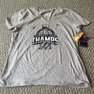 NHL Tampa Bay Lightning 2021 Stanley Cup Champions Women's V-Neck T-Shirt 3XL